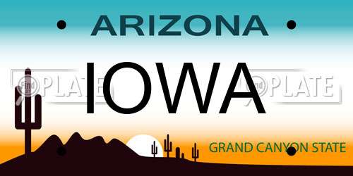 IOWA Arizona License Plate