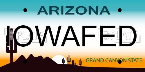 IOWAFED Arizona License Plate