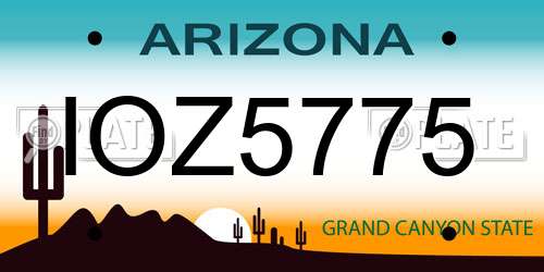 IOZ5775 Arizona License Plate