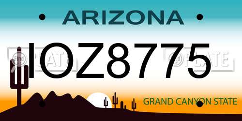 IOZ8775 Arizona License Plate