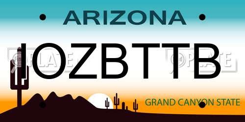 IOZBTTB Arizona License Plate