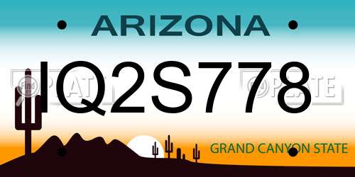 IQ2S778 Arizona License Plate