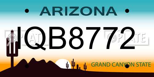 IQB8772 Arizona License Plate