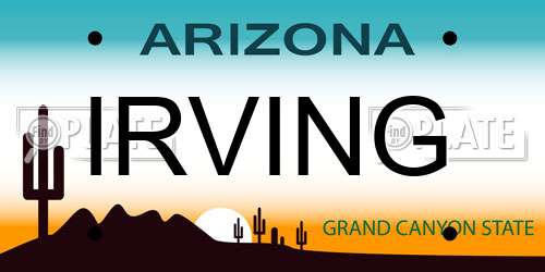 IRVING Arizona License Plate