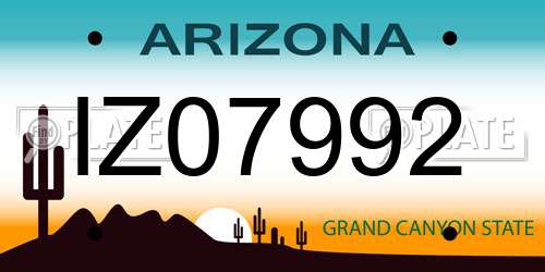 IZ07992 Arizona License Plate