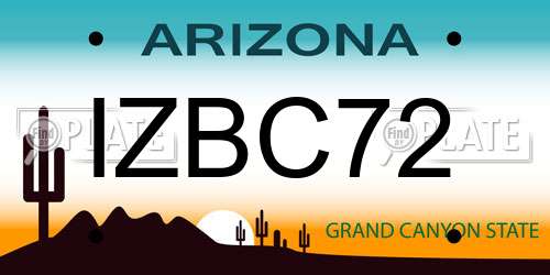 IZBC72 Arizona License Plate