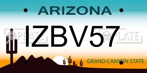 IZBV57 Arizona License Plate