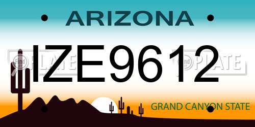 IZE9612 Arizona License Plate