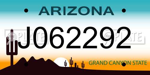 J062292 Arizona License Plate