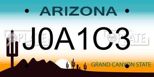 J0A1C3 Arizona License Plate