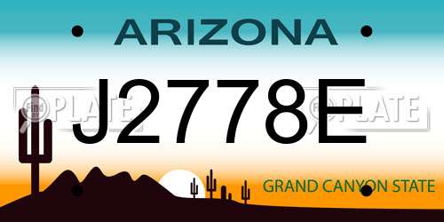 J2778E Arizona License Plate