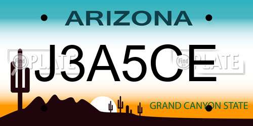 J3A5CE Arizona License Plate