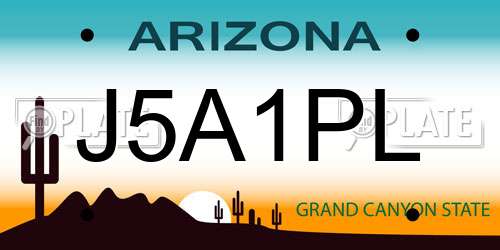J5A1PL Arizona License Plate