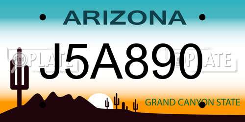 J5A890 Arizona License Plate