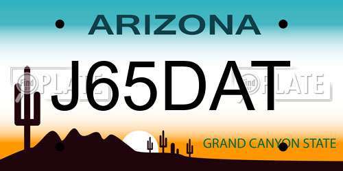 J65DAT Arizona License Plate
