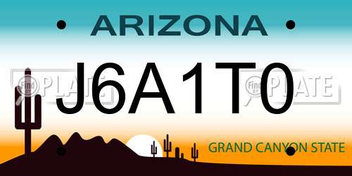 J6A1T0 Arizona License Plate