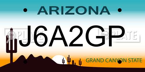 J6A2GP Arizona License Plate
