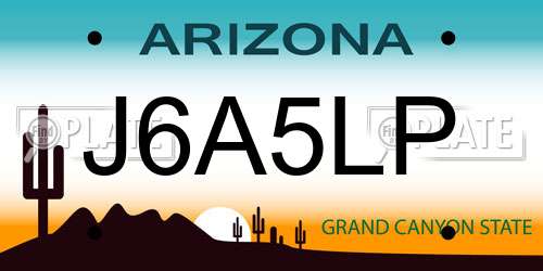 J6A5LP Arizona License Plate