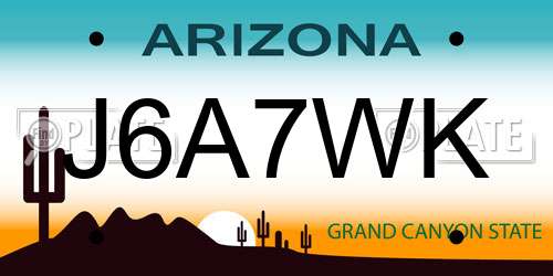 J6A7WK Arizona License Plate