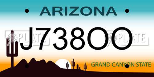 J738OO Arizona License Plate
