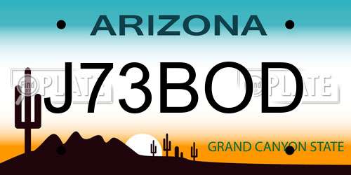 J73BOD Arizona License Plate