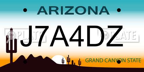 J7A4DZ Arizona License Plate