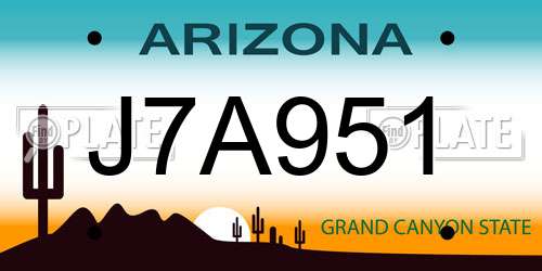 J7A951 Arizona License Plate