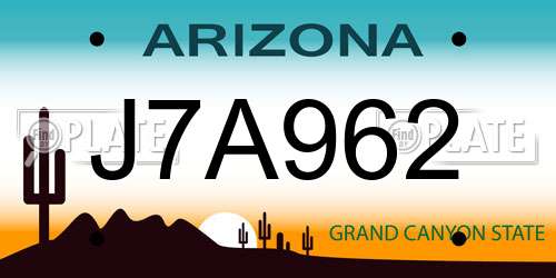 J7A962 Arizona License Plate