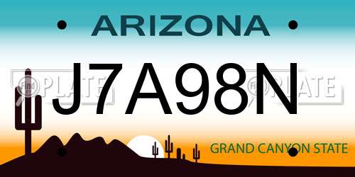 J7A98N Arizona License Plate