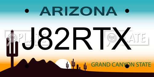 J82RTX Arizona License Plate