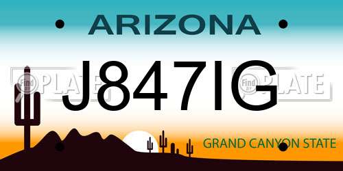 J847IG Arizona License Plate