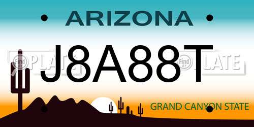 J8A88T Arizona License Plate