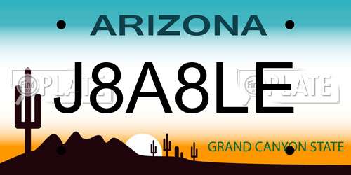 J8A8LE Arizona License Plate