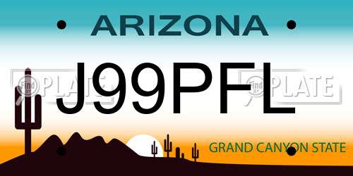 J99PFL Arizona License Plate