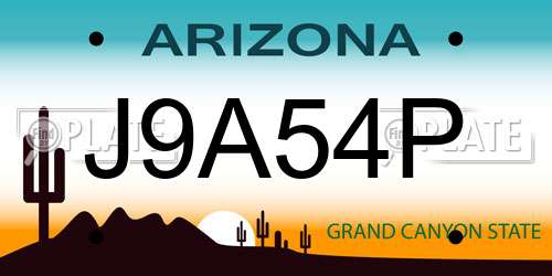 J9A54P Arizona License Plate