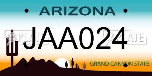 JAA024 Arizona License Plate