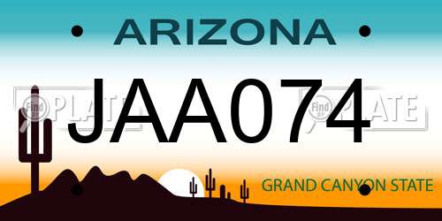 JAA074 Arizona License Plate