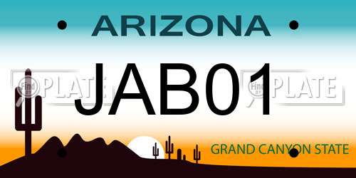 JAB01 Arizona License Plate