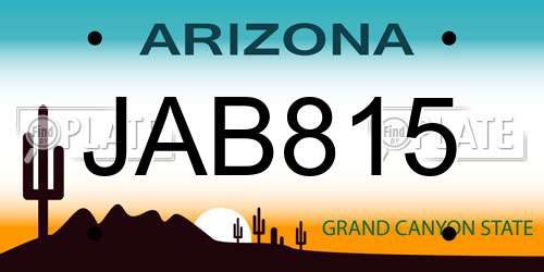 JAB815 Arizona License Plate