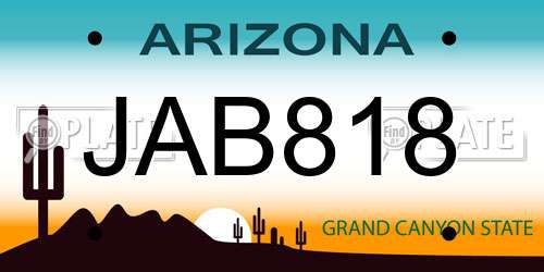 JAB818 Arizona License Plate