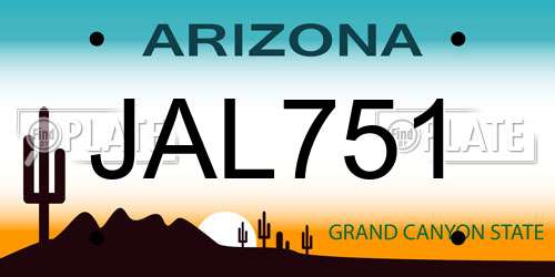 JAL751 Arizona License Plate