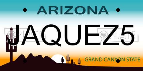 JAQUEZ5 Arizona License Plate