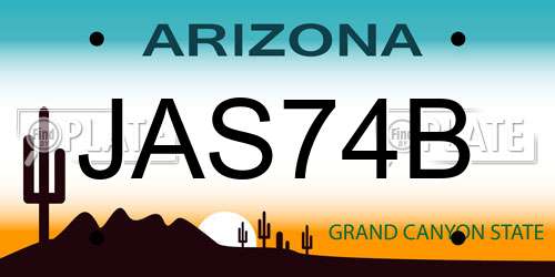 JAS74B Arizona License Plate