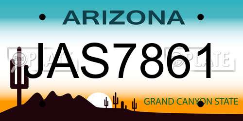 JAS7861 Arizona License Plate
