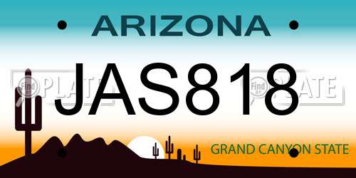 JAS818 Arizona License Plate