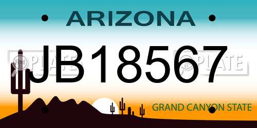 JB18567 Arizona License Plate