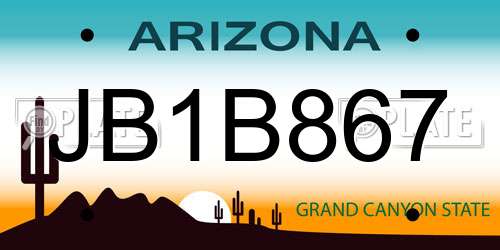 JB1B867 Arizona License Plate