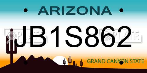 JB1S862 Arizona License Plate