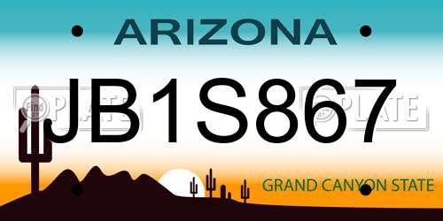 JB1S867 Arizona License Plate