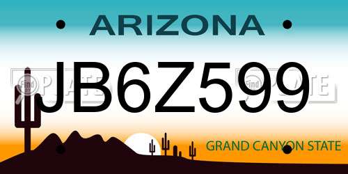 JB6Z599 Arizona License Plate